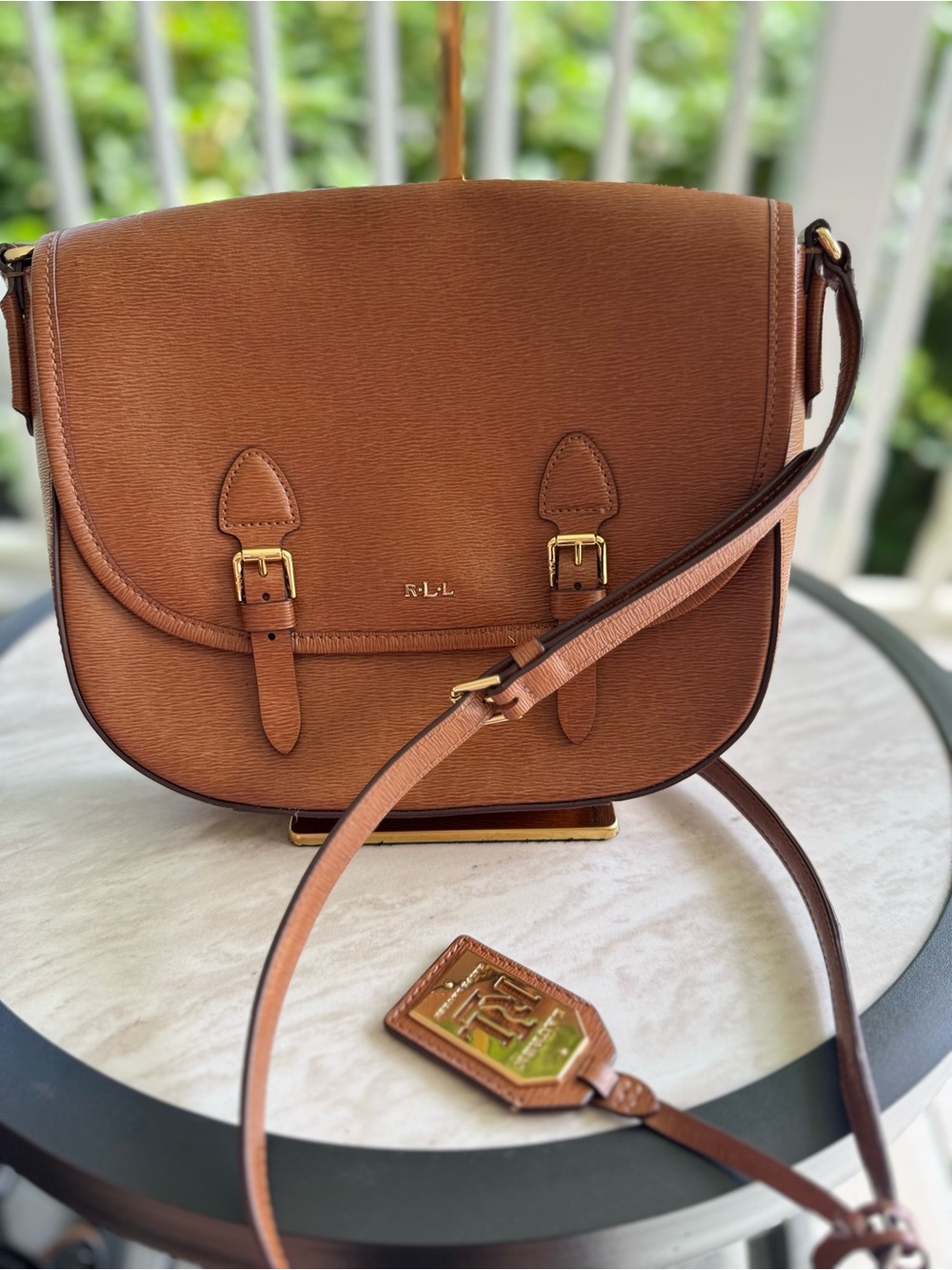 Lauren Ralph Lauren Brown Saddle-Style Crossbody